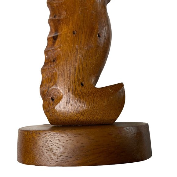 Wood Seahorse Toothpick Holder MCM Mid Century Modern Beach Coastal Decor u - Picture 6 of 8